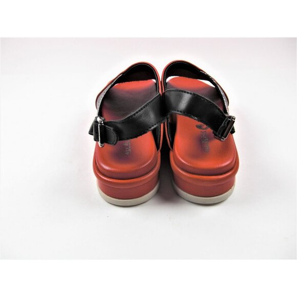 ALL BLACK Women's Red Cutout Opened Toe Leather Flatform Sandals Size 5.5-36 - Picture 5 of 7